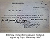 Billeting reciept signed by Malarkey, 58-C