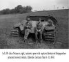 Left, Pfc John Neumyer; right, unknown pose with captured/destroyed Bergepanther armored recovery vehicle, Ellierode, Germany, May 8-31 1945, 88-E