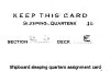 Shipboard sleeping quarters assignment card