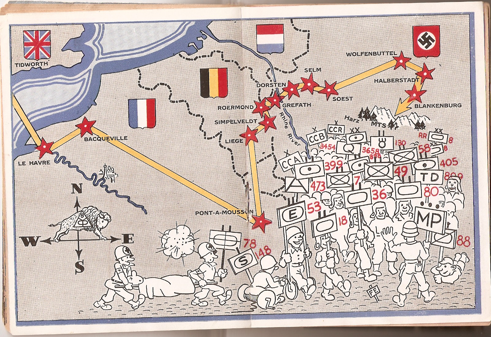 8th Armored Division Map of Europe