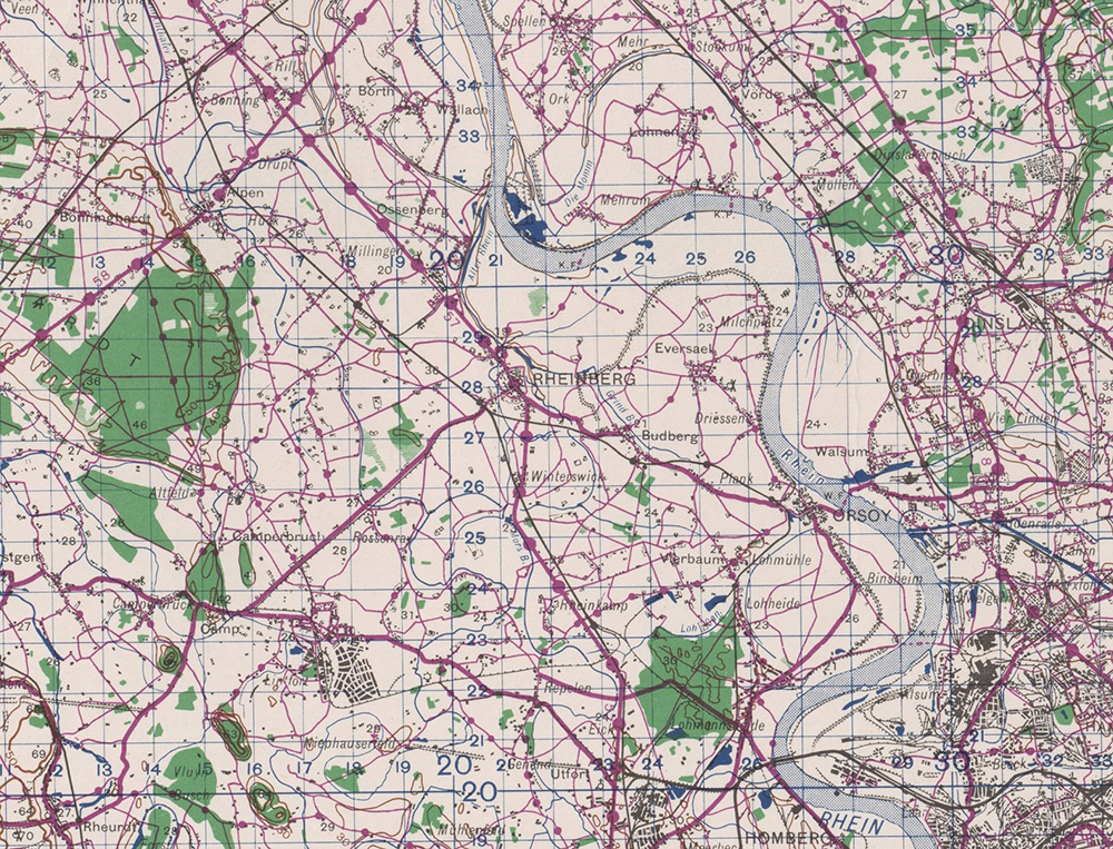 Rheinberg area Military Map 1944