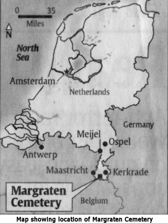 Map showing location of Margraten Cemetery