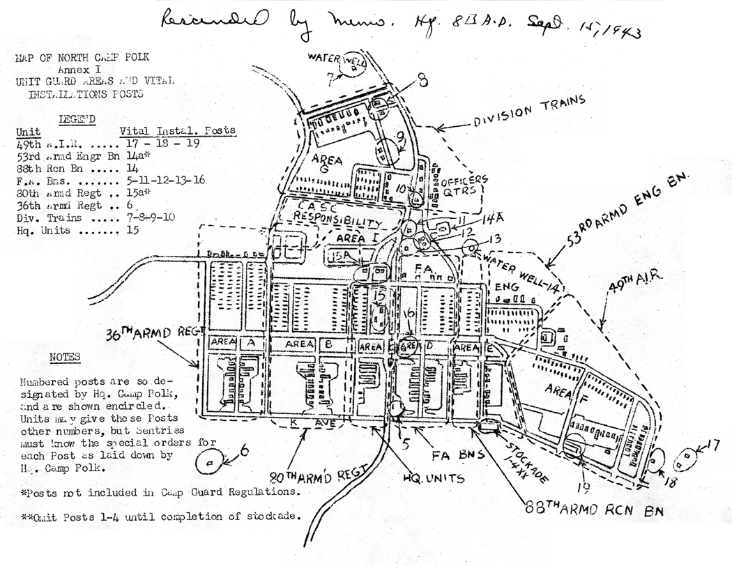 Map of North Camp Polk, 1943