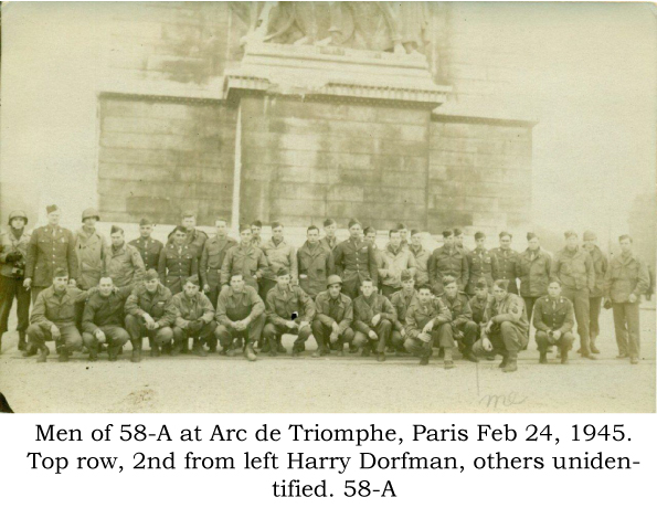 Men of 58-A at Arch de Triomphe, Feb 24, 1945