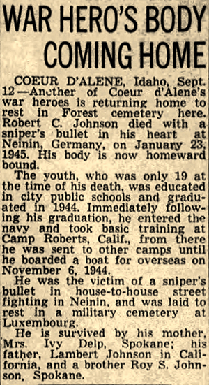 Pvt. Robert C. Johnson KIA 23 Feb 45, 7-A