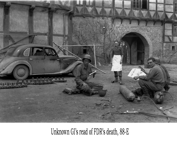 Unknown GI's read of FDR's death, 88-E