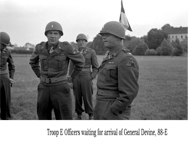 Troop E Officers waiting for arrival of General Devine, 88-E