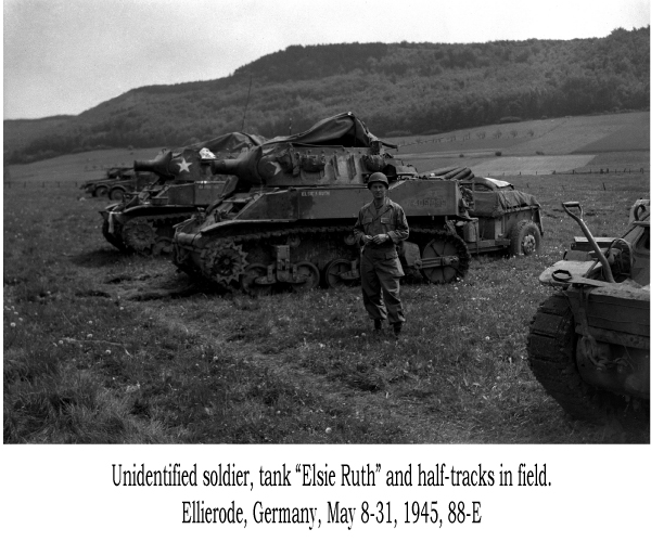 Unidentified soldier, tank, 