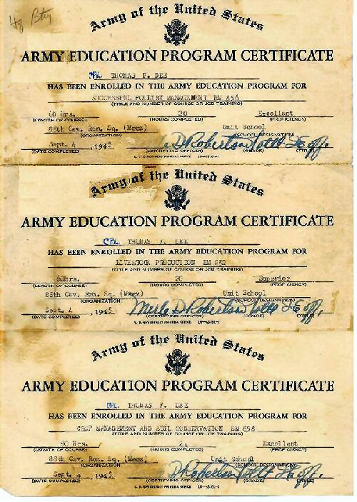 Army Education Certificates