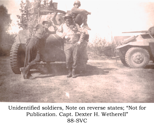 Unidentified soldiers and armored car, 88-Svc