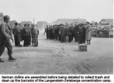 German civilians assembled to bury bodies at Langenstein