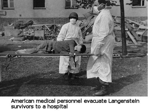 Langenstein survivors being taken to a hospital.