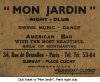 Club ticket to 'Mon Jardin', Paris night club