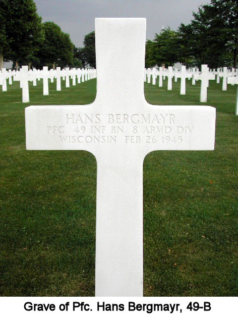 Grave of Pfc. Hans Bergmayr, 49-B