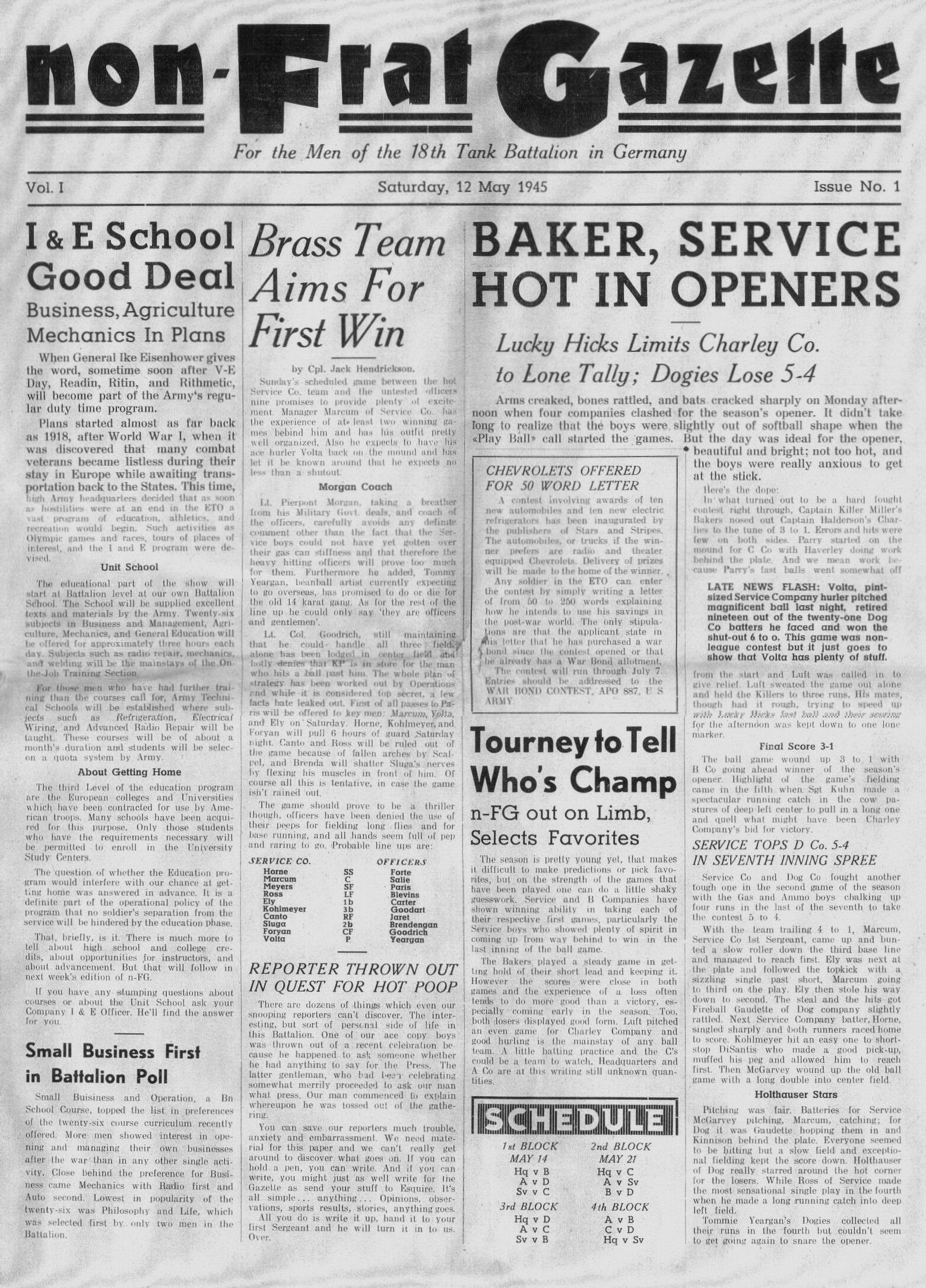 Non-Frat Gazette - 12 May 45 - 1