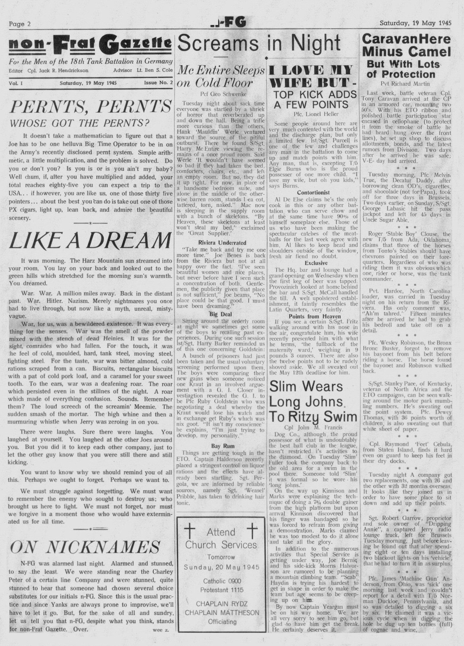 Non-Frat Gazette - 19 May 45 - 2