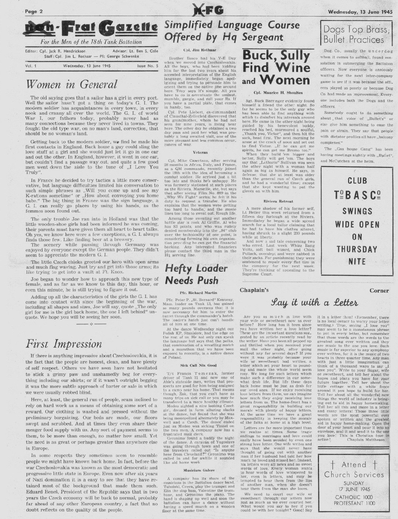 Non-Frat Gazette - 13 June 45 - 2