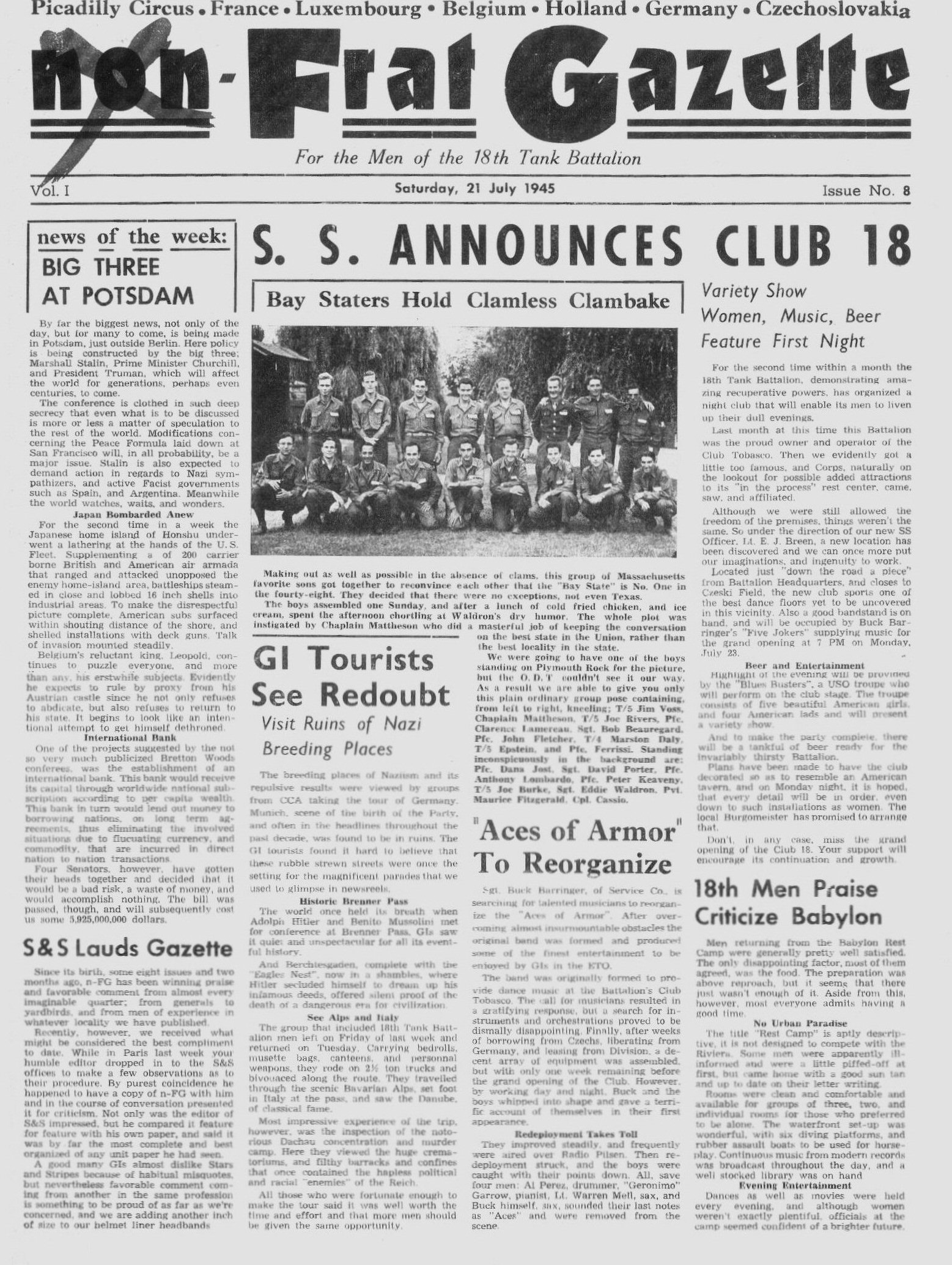 Non-Frat Gazette - 21 July 45 - 1