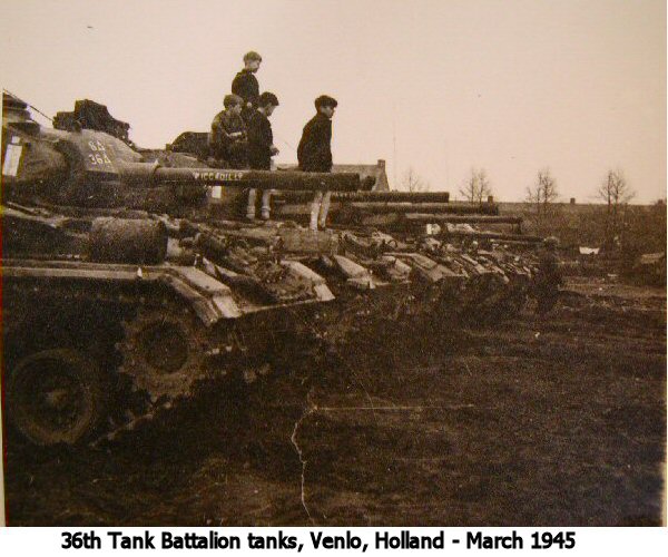 36th Tank Bn. tanks, Venlo, Holland, April 1945